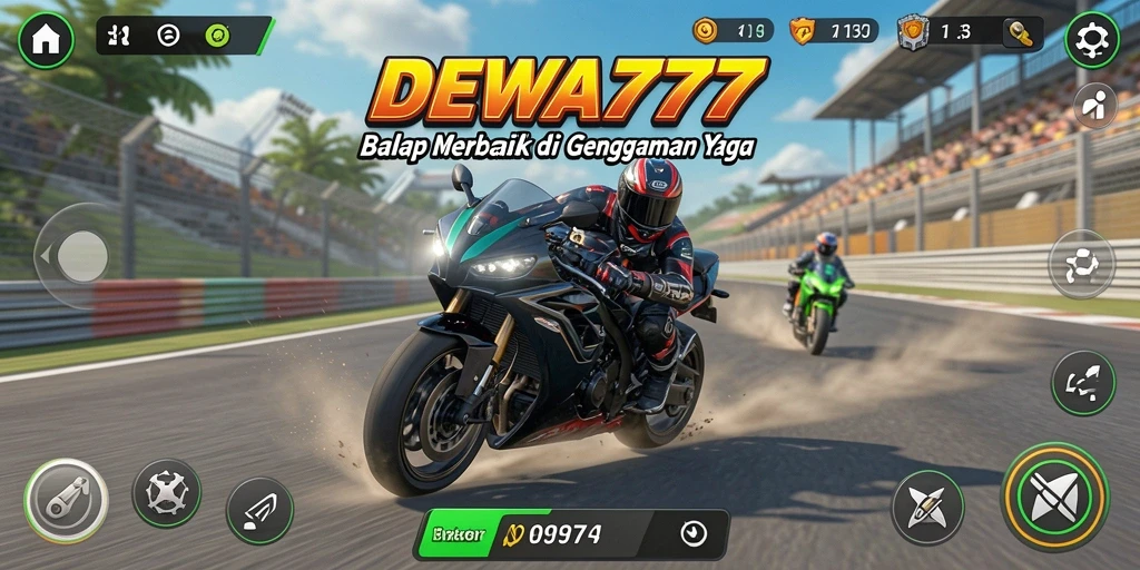 Screenshot gameplay DEWA777 menampilkan balapan motor yang seru dan menantang.
