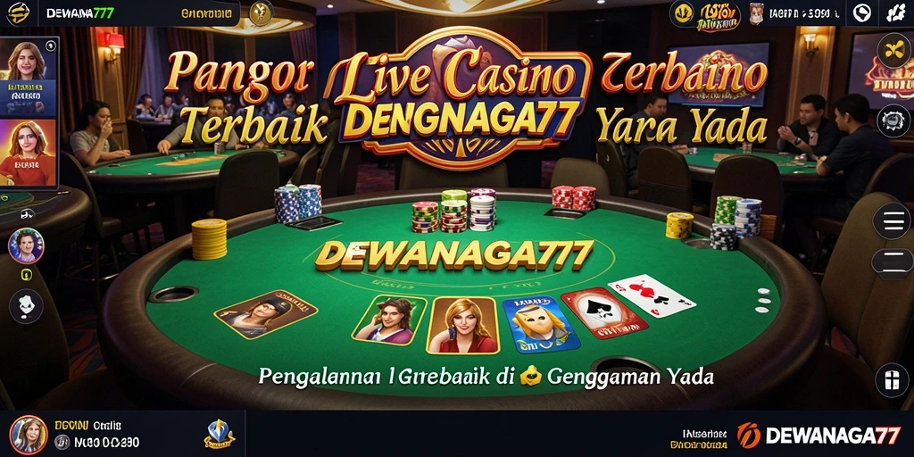 Screenshot gameplay DEWANAGA77 yang menampilkan dealer langsung dan suasana kasino.