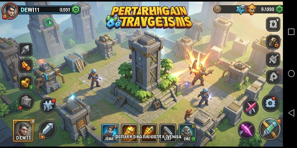 Tampilan gameplay DEWI11 yang mengasyikkan dalam Tower Defense.