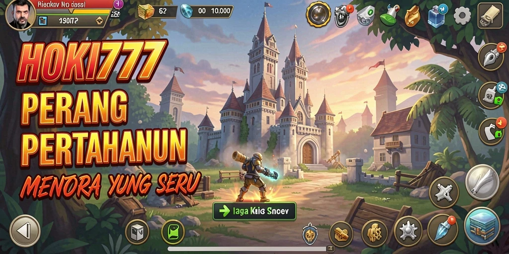 Screenshot aksi seru dalam HOKI777 menampilkan gameplay Tower Defense.