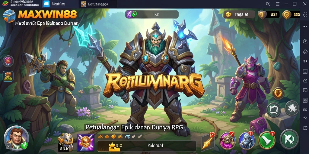 Tangkapan layar utama MAXWIN88 menampilkan aksi seru dalam pertarungan RPG.
