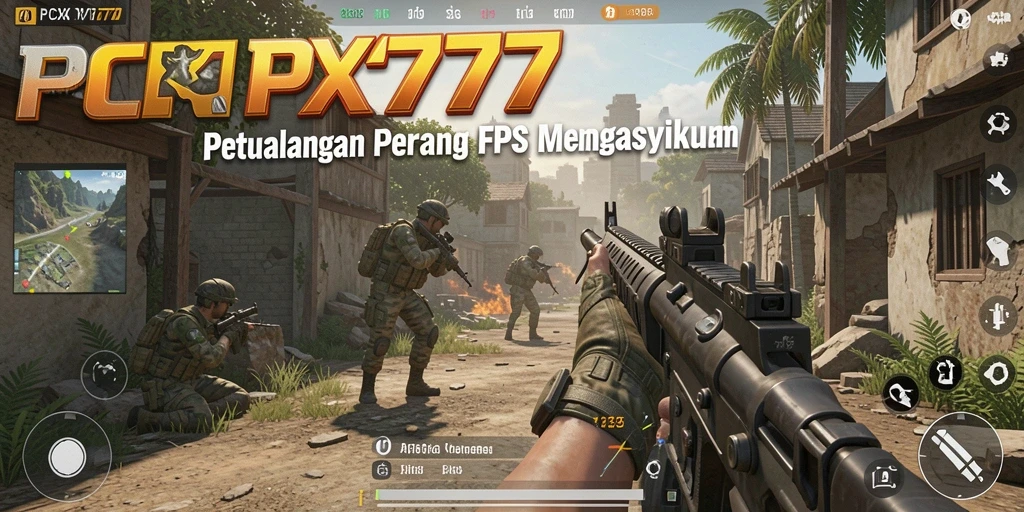 Tangkapan layar PCX777 menampilkan pertempuran FPS yang intens dan mendebarkan.