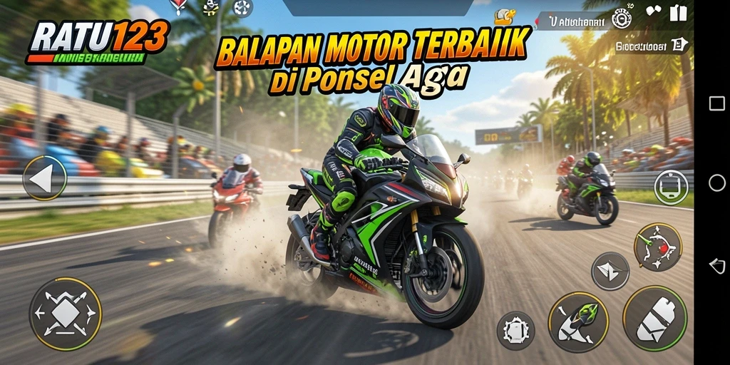 Tampilan gameplay seru dari game balapan motor RATU123.