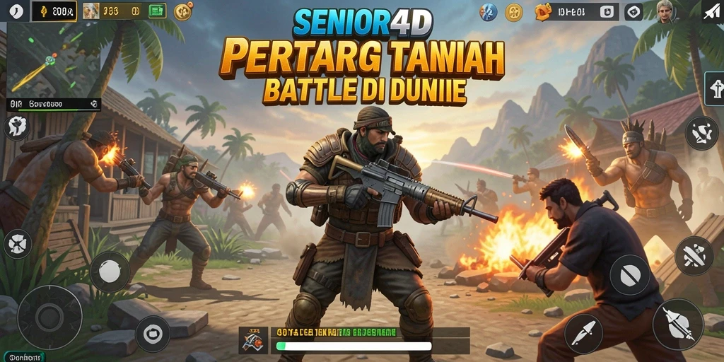 Gameplay SENIOR4D yang intens di medan pertempuran.