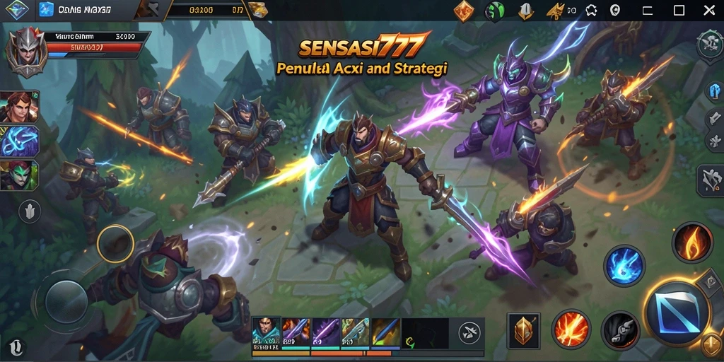 Tampilan aksi seru dalam game MOBA SENSASI777.