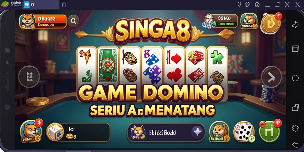 Screenshot gameplay SINGA8 menampilkan pertandingan seru Domino.